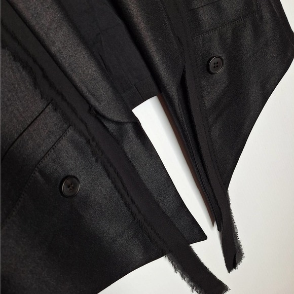 EDUN Open Front Silk Tie Vest XS Gray Black Modern Corporate Goth Lagenlook - Picture 7 of 12